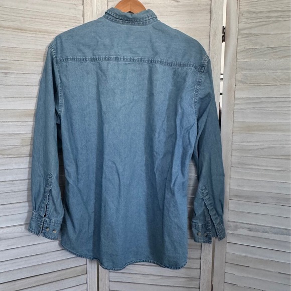 Vintage Superbowl  XXXV 2001 Denim Button Down Shirt Tampa Florida Shirt Large - Picture 2 of 11